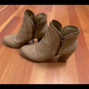Tan leather heeled booties